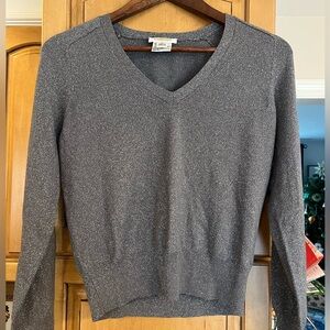 Talbots Charcoal Glitter V-Neck Sweater